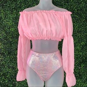Pink Off The Shoulder Set